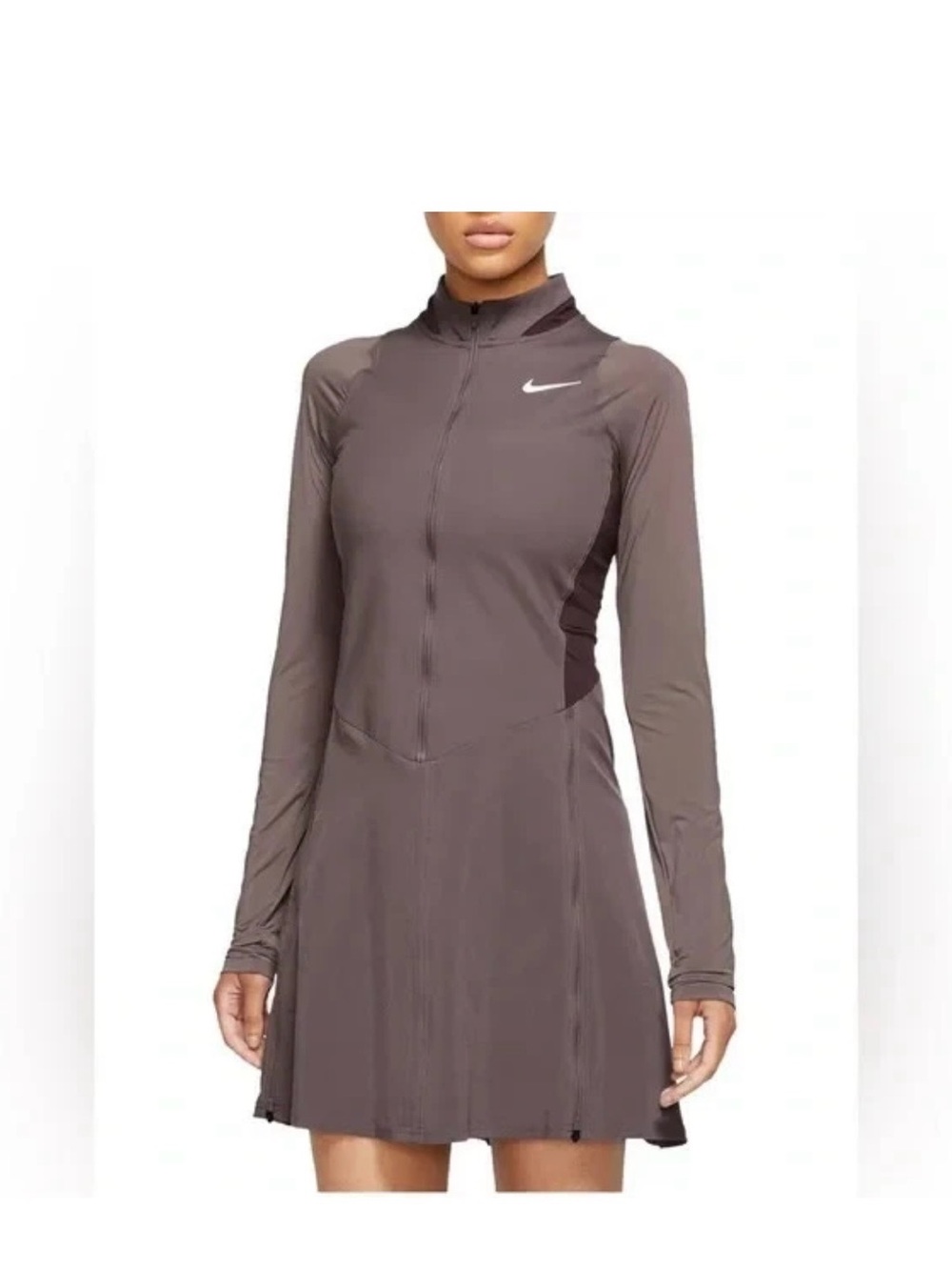Nike Women's Fri-FIT Long-Sleeve Golf Dress in Plum/brown